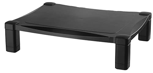 Kantek Höhenverstellbarer Computer-Monitorständer, Kabelmanagement, 43,2 x 33,7 x 7,6 cm bis 16,5 cm hoch, Schwarz