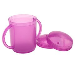 TalkTools Recessed Lid Cup with Handles - 2 Lids Included for Cup or Straw Drinking - Speech Therapy Tool