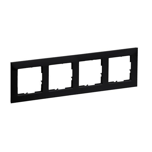 LEGRAND, SEANO 4-fach Rahmen, Thermoplast, Halogenfrei, Abmessungen: 87 x 301 mm, Farbe: Schwarz lackiert, 765374