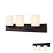 Wood Grip Vintage Bathroom Lighting Fixtures Modern Glass Shade (Oil-Rubbed Bronze, 3 Light)