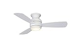 Fanimation LP8347LMW Level Hugger Ceiling Fan with Dimming LED Light Kit and Control, Matte White
