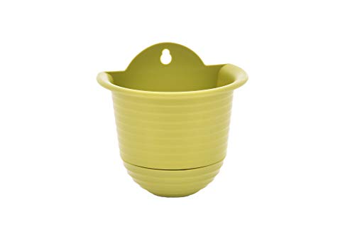 TABOR TOOLS Plastic Wall Planter Pot for Vertical Flower Garden, Living Wall or Kitchen Herbs, Colorful Modern Wall Planter with Attached Saucer, Small 6 Inch. ZG654A. (Light Green) 