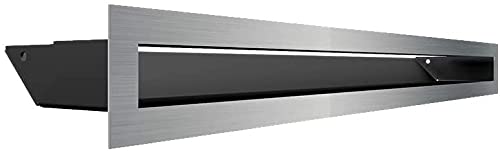 KRATKI ventilation grille AIR | Warm air grille 6 x 60 cm | Ground | Exhaust grille for chimney ventilation | Air intake at a 45 degree angle | overheating resistant | Ideal for modern interiors