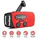 [2018 Upgrade]Houkiper Portable Emergency Weather Radios Hand Crank Solar Self Powered NOAA WB AM FM Radio /Bright LED Flashlight 1000mAh Phone Power Bank for Hurricane Camping Outdoor Survival(Red)