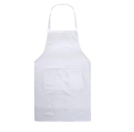 Bonnin Kids Plain Apron with Front Pocket for Drawing, Painting, Baking, Cooking Party Favors. (White) — image 1