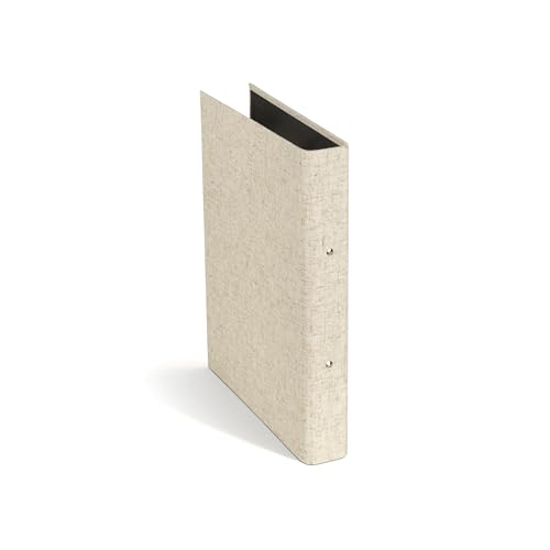 BIGSO Ringo A4 Ring Binder - Storage Box with 2 Rings - Desk Tray for Documents, Transparent Sleeves & Dividers - Fibreboard and Paper Ring Binder - Linen