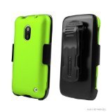 Beyond Cell Nokia Lumia 620 Kombo Protex Neon Green Rubber Case and Holster with Screen Protector - Non-Retail Packaging - Neon Green