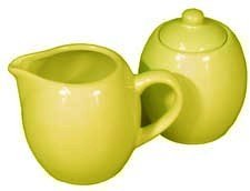 Yellow Ceramic Creamer and Sugar Service Set with Lid
