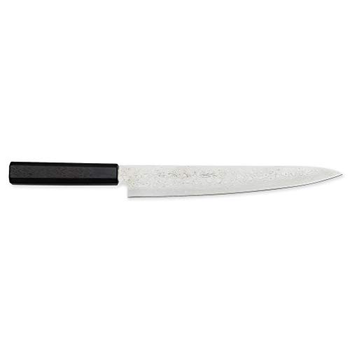 Kikuichi Nickel Warikomi Damascus Sujihiki Knife, 10 Inch