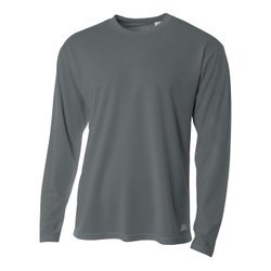A4 Men's Birdseye Mesh Crew Long Sleeve Tee, Graphite, XX-Large