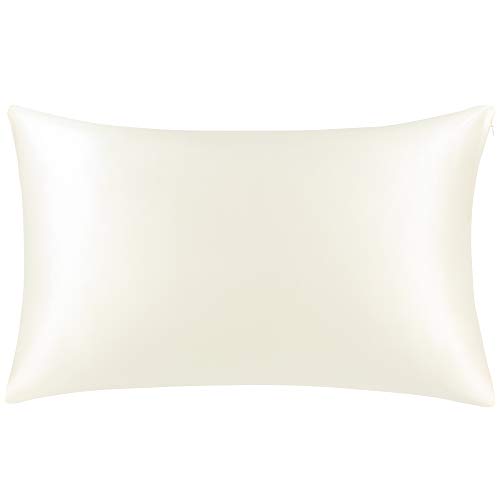 PiccoCasa 100% Pure Silk Pillowcase 550TC 22 Momme Silk Pillow Cases Soft Breathable Both Sides Silk for Hair and Skin with Hidden Zipper, King 20x36 Inch, Beige