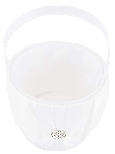 Satin and Artificial Crystal Jewelry to Decorate The Wedding Flower Girl Basket (White)