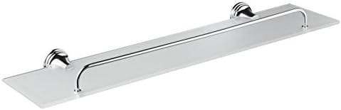 Bisk One Range Glass Shelf, Zinc Aluminium and Stainless Steel, Chrome, 52 x 13.5 x 60 cm
