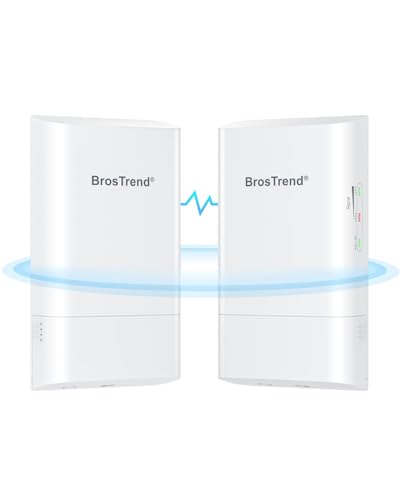 BrosTrend 5GHz 867Mbps Wireless Bridge, 1KM WiFi Bridge, Long Range Point to Point Outdoor CPE for PtP & PtMP, IP65, Plug and Play, Passive PoE Injector, for Barn Farm Garage Building Shop etc. 2 Pack