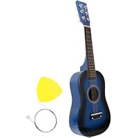 DEARMAMY Wooden Musical Guitar Classical Instrument with 6 Adjustable Strings,Beginners 23 Inch (Blue)