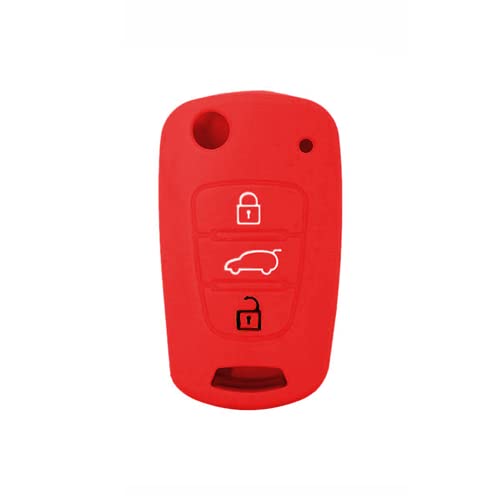 SALPIE Cover Silicone Shell Remote Protection Compatible with Hyundai I20 - I30 - IX20 - IX35 - Elantra (Red)