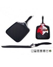 Magefesa Glass Square Griddle Pan, 28cm Diameter, Black Glass