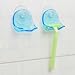 Clear Blue Plastic Super Suction Cup Razor Rack, Bathroom Razor Holder by SKS Express