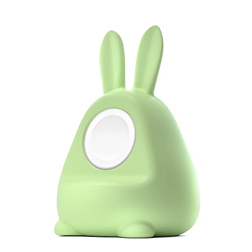 ELETIUO Charger Stand Compatible with Apple Watch Series 49/45/44/42/41/40/38mm (Ultra2/Ultra/9/8/7/6/SE2/SE/5/4/,Silicone iWatch Charging Organizer,Supports Night Stand Mode,Green