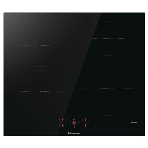 Hisense HI6401BSC Einbau-Induktionskochfeld, 60 cm, Keramik-Glasscheibe, Kindersicherung, Touch-Steuerung, Timer-Funktion - Schwarz 7200 W, 595 x 54 x
