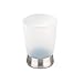 InterDesign Lusso Bath Collection, Tumbler Cup for Bathroom Vanity Countertops - Clear/Brushed Stainless Steel