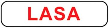 Devine Medical LASA Label, White with Red print.