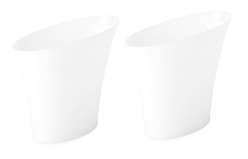 Umbra Skinny Sleek & Stylish Bathroom Trash, Small Garbage Can Wastebasket for Narrow Spaces at Home or Office, 2 Gallon Capacity, White, 2-Pack