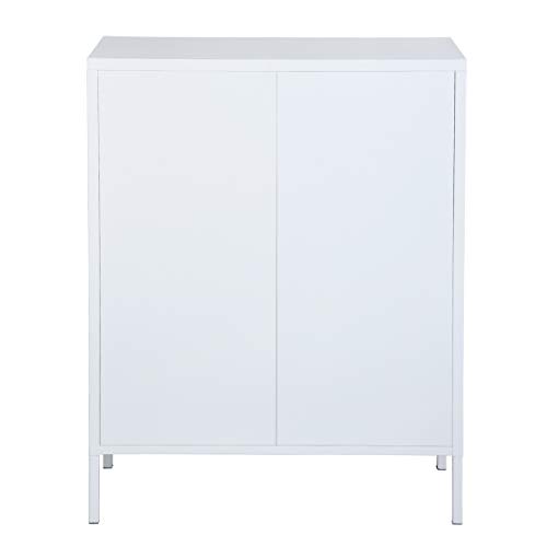 HouseinBox Double Door Locker Modern Style Metal Cabinet with 3 Shelves for Living Room, Bedroom and Office White - Thumbnail 6