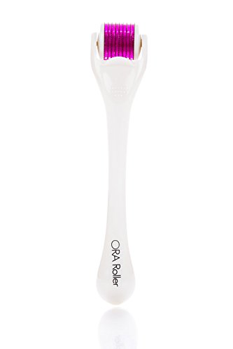 ORA Derma Roller Skin Care Tool (0.25mm Needles) - Anti-Wrinkles, Scars, Stretch Marks (Purple Head, White Body) - Thumbnail 2