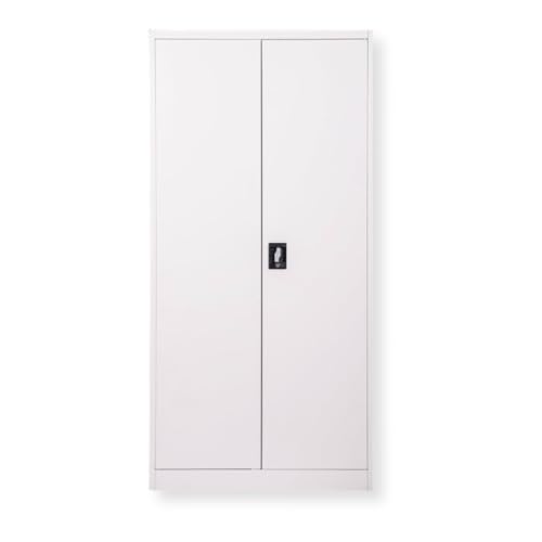 EKE Locker Metalico Gabinete Metalico Tipo Closet para Oficina Hogar Organizador Resguardo de Documtentos Armario de Almacenamiento con Puertas Entrepaños Ajustables Papeleria Hogar (Gris)