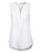 Timeson Ladies Sleeveless Blouse,White Tunics Tanks Dress Shirts for Business Work Clothes for Office Wear Chiffon Blouses Casual Formal Attire Long Career Cami Silk Tops Flowy Summer Professional
