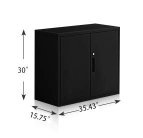 Metal Office File Cabinet 30 inch Height,Lockable Swing DoorTwo Layer Steel Cupboard with Two Layer (Black, HF-760) - Thumbnail 3