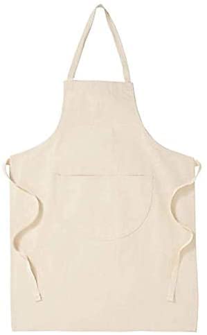 Bonnin Kids Plain Apron with Front Pocket for Drawing, Painting, Baking, Cooking Party Favors. (Unbleached)