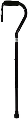 Sturdy Adjustable Black Walking Cane with Offset Handle for Men &amp; Women - Mobility Aid for Elderly, Seniors &amp; Handicapped