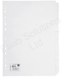 Spicers Subject Dividers Multipunched Manilla Card 10-Part A4 White