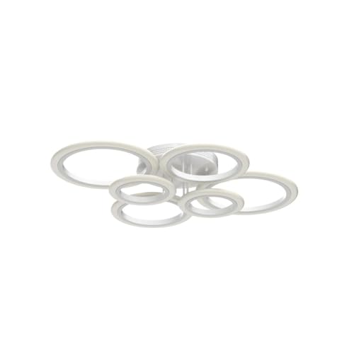 RUYI 72W Living Room Ceiling Lamp, 6 Rings Modern LED Ceiling Light with Remote, 6400LM | 2800-7000K, brillo 5-100% ajustable, memoria ligera, CRI 90+, para salón/dormitorio/cocina/sala de estar/pasillo/comedor