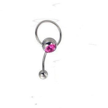 Curved Barbell Christina Vertical Hood VCH Slave Ringdoor Knocker Jewelry Genital Piercing 1/2 (PINK)