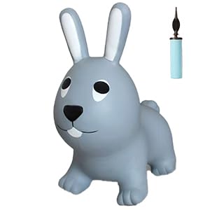 Comforight Hopper Animal For Kids,Inflatable Rabbit Hopper Bouncy Ride On Jumping Toys For Boys Girls Toddler Birthday Gift(Grey Rabbit)