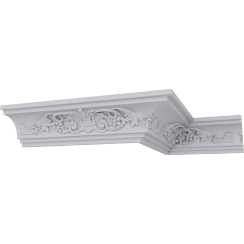 Endurathane Quentin Crown Moulding, 2 1/2"H x 2 7/8"P x 3 7/8"F x 94 1/2"L, Fac…