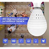 ETbotu Bulb Lamp Wireless IP Camera WiFi 960P Panoramic FishEye Home Security CCTV Camera 360 Degree Night Vision Camera 1.3 Million Single Light Source White Light