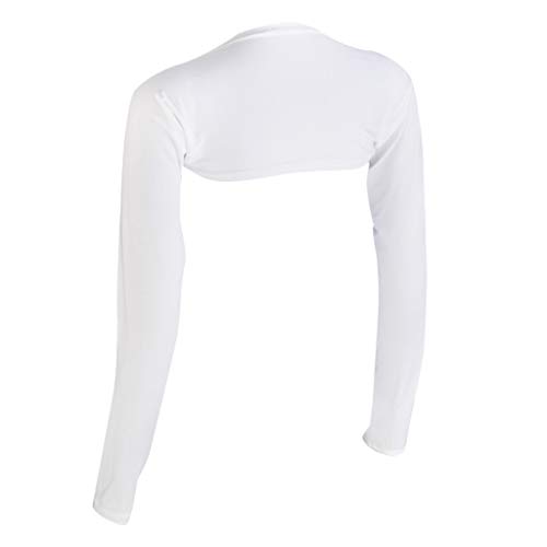 Sunyastor Muslim One Piece Long Sleeves Arm Cover Shrug Crop Top Bolero Hijab Muslim Shoulder Sleeve Shawl for Ladies White