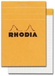 Rhodia 12558 Notepad 3 3/8" x 4 3/4" Orange Staplebound 80 Sheets Dot Grid Paper