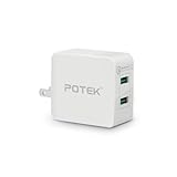 Potek 2 ports USB 3.0 Fast on-wall charger adapter with fordable design for iPhone/Samsung/Honor/LG/Motorola. Super Fast Charger with Qualcomm Quick Charge 3.0 Technology