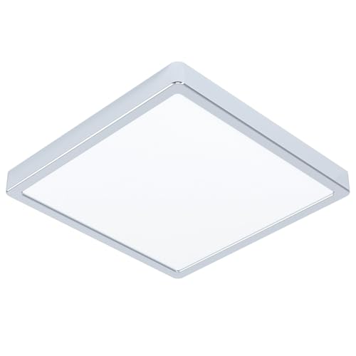 EGLO LED Deckenlampe Fueva 6, Bad Deckenleuchte 29 x 29 cm, Badlampe aus Stahl in Chrom und Kunststoff in Weiß, Badezimer Lampe, warmweiß-kaltweiß, IP44