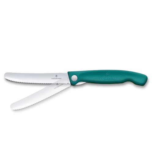 Victorinox Swiss Classic Folding Picnic Knife, 11cm Serrated Blade, Green
