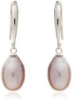 925 Sterling Silver 7.5-8 mm Freshwater Pearl Dangle Earrings (Pink)