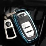 MAUBHYA TPU Plating Drop-proof Car Auto Universal Key Ring Protection Cover for Audi A4L, A5, A6L, A7, A8, S5, S6, S7, S8, RS5, RS7, Q5, SQ5(Blue)