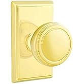 Emtek Privacy Set, Rectangular Rosette, Norwich Knob, Unlacquered Brass US3NL