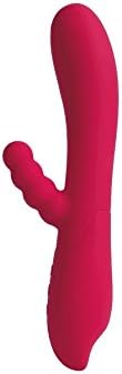 Quiet power waterproof silicone dual motors vibrate massager 3X8 Pulsations double happy heatable design USB charging pleasure wand D (rose)
