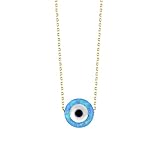 14k Solid Gold Turquoise Evil Eye Necklace | 14k